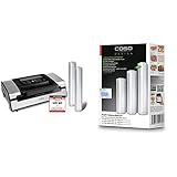 Caso 1409 FastVac 500 Gewerbevakuumierer - Edelstahl Vakuumierer für den professionellen Gebrauch & Profi- Folienrollen Set 4 / 1 St. 20x600 cm, 1 St. 25x600 cm, 1 St. 30x600 cm 150µm, für Vakuumierer