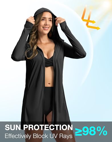 Soothfeel Women's UPF 50+ Swim Cover Up Sun Protection Hoodie SPF Lightweight Jacket Long Sleeve Beach Cover Ups for Women2