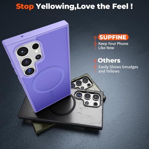 Image of SUPFINE Magnetic for Samsung Galaxy S23 Ultra Case, (Built-in Magnets) (Military Grade Drop Protection) Slim Translucent Shockproof Phone Case,Purple