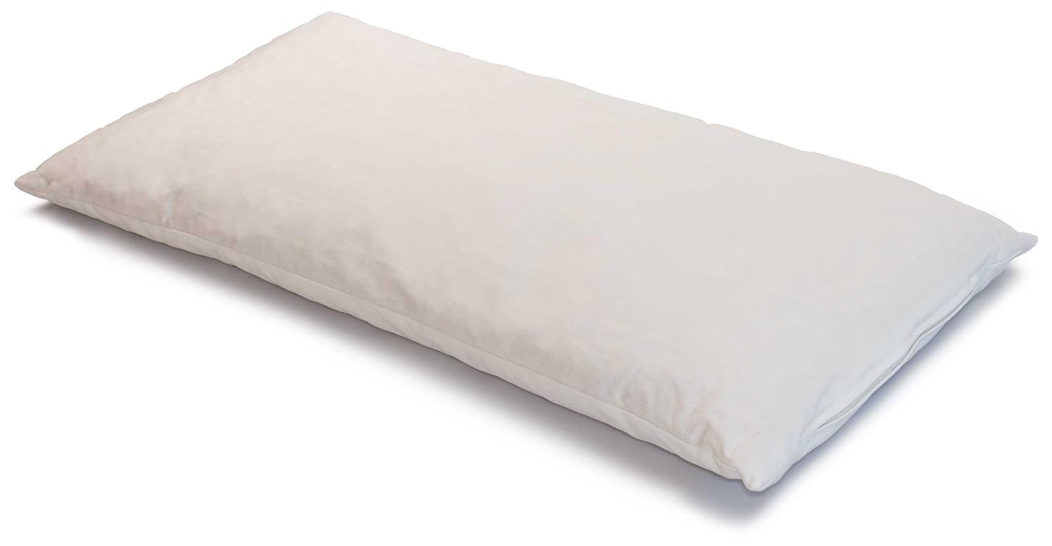 GIRAFFENLAND Cuscino di grano saraceno, 40 x 76 cm, in twill bianco, con bucce di grano saraceno biologico, con fodera aggiuntiva biologica