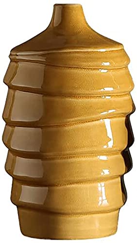 Ceramic Food Storag Jar, Classical Ceramic Vase with Small Mouth Spiral Honeycomb (Size:21cm)