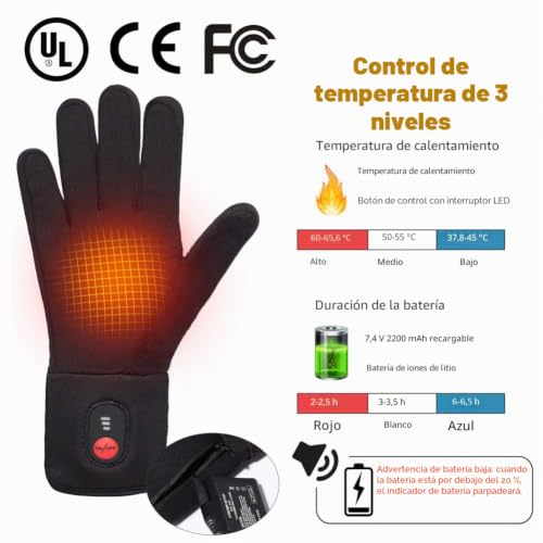Miniatura 3 de Guantes Calefactables Electrónicos Para Hombre Y Mujer, Guantes Calefactables Moto Invierno Térmicos De Artritis Batería Recargable Calentador De Mano Para Esquí Motociclismo Pesca Senderismo Caza