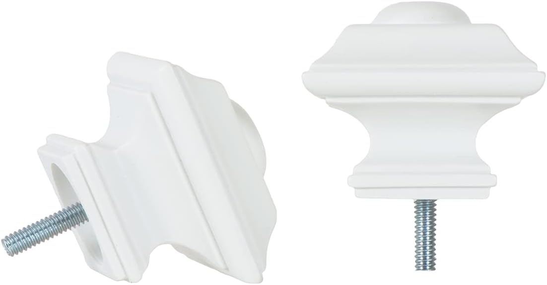 Ivilon Square Finials for Curtain Rods of 1 and 1-1/8 Inch Diameter Color Satin Nickel