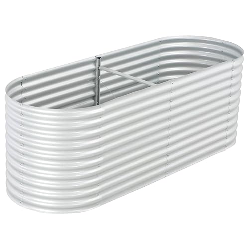 vidaXL Galvanised Steel Raised Garden Bed - 240x80x81cm - Silver Outdoor Planter for Flowers, Herbs, Vegetables - Weather-Resistant Metal Build for Patio, Garden, Balcony
