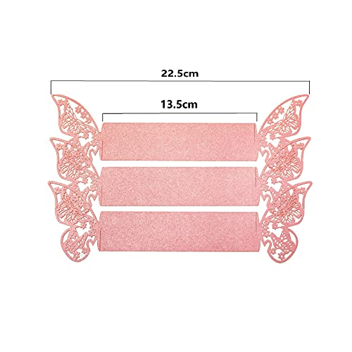 Hqleshui 100 Pieces Napkin Rings, 3D Butterfly Paper Napkin Rings For Place Settings, Wedding Receptions, Dinner Or Holiday Parties, Family Gatherings, Diy Decoration (Pink) #TOP5