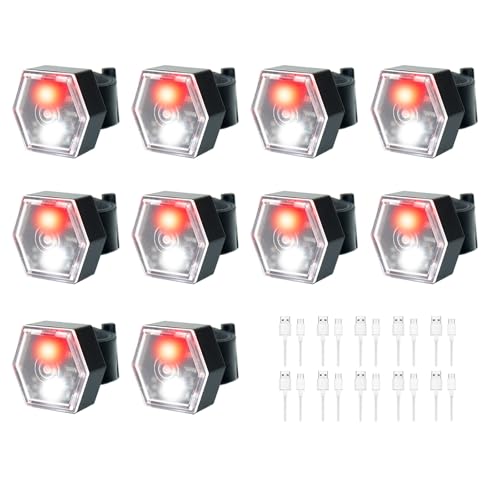 Hilngav 10 Pack Bike Tail Lights Bicycle Cycling Rear Light USB-C Rechargeable Clip on Strobe LED...