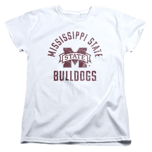Mississippi State University Official Bulldogs Logo Women's T Shirt, White, X-Large