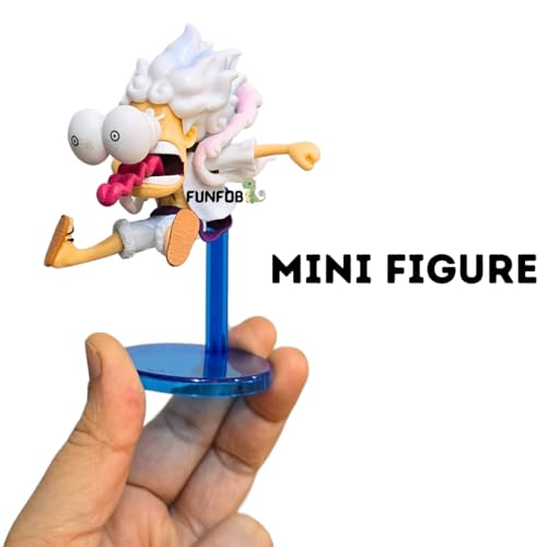 Image of Blue Aura Monkey D Luffy Gear 5 Action Figure Height-11cm Mini Version Anime Figure | Luffy Mini Big Eye- Blue Stand