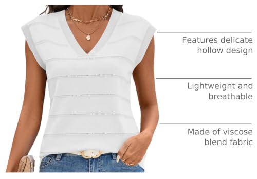 Image of AKEWEI Sweater Vest Women Sleeveless Knitted V Neck Cap Sleeve Pullover Tank Tops 2025 Summer Fall Fashion Causal Trendy
