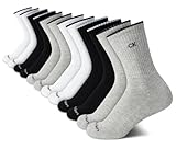 Calvin Klein Women's Socks - Cushion Athletic Crew Socks (12 Pack), Size 4-10, BlackWhiteGrey