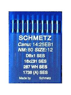 Schmetz Aghi per macchina da cucire industriale: 16 x 231 SES, punta a sfera/maglia, 80/12 (confezione da 100), compra 2 aghi e infila aghi (scatola singola)