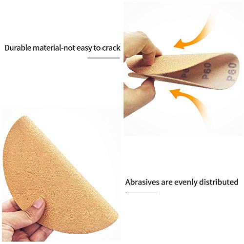 SPEEDWOX 100 Pcs 6 Inches Sanding Discs 60 Grit Dustless Hook and Loop Sandpaper for Random Orbital Sander Yellow Finishing Discs for Automotive Woodworking - Image 3