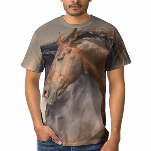 Tee shirt manches courtes homme imprimé cheval idéal pour les sorties en plein air