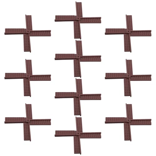 Lurrose Pale Mulino a Vento da Giardino in Plastica Marrone 10 Cm, Set 10 Pezzi Rotanti Resistenti alle Intemperie per Decorazioni Esterne di Patio e Cortile