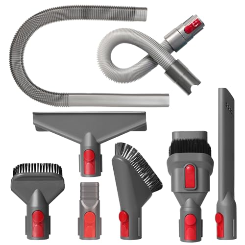 Image of Vacuum Attachment Kit Compatible with Dyson V7 V8 V10 V11 V15 Vacuum Cleaner,Dryer Vent Hose Flexible Extension Hose Mattress Tool Stiff Brush Soft Bristle Crevice Tool Attachment for Home Cleaning