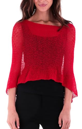 Image of SHU-SHI Womens Sheer Knit Poncho Shrug Lightweight Cover Up One Size Fits Most