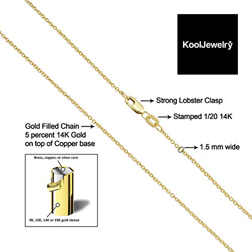 Image of KoolJewelry 14k Yellow Gold Filled 1mm 1.3mm 1.5mm 2.1mm Cable Chain Necklace