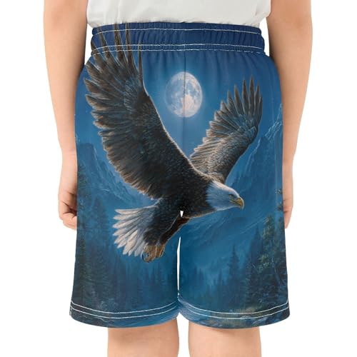 DOMIKING Moon Hawk Blue Kids Shorts Pull-on Boys Shorts with Elastic Waist Casual Athletic Pants for Playwear Summer3
