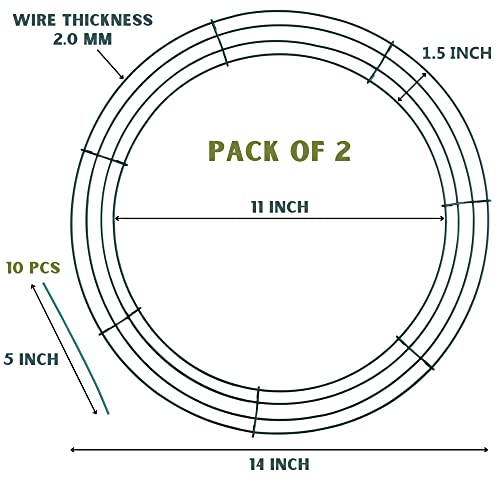 image for Upstout 2-Pack 14 Inch Wire Wreath Frame – Round Metal Wreath Form w