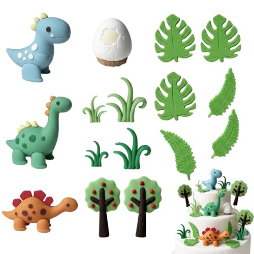 16PCS Little Dinosaur Cake Decorations 3D Dinosaurs Cake Toppers For Kids