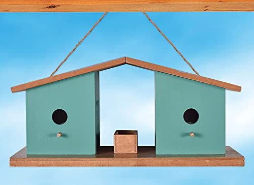 Sunset Vista Designs 93793 for The Birds-Mid-Century Modern Wooden Birdhouse, Double