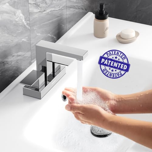 Bathroom Sink Faucet, Hurran 4 inch Chrome Bathroom Faucets for Sink 3 Hole with Pop-up Drain and Supply Lines, Stainless Steel 2-Handle Faucet for Vanity RV Restroom thumbnail 2