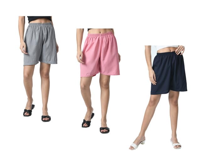 Women Crepe Solid Hotpant Shorts for Summer [Pack of 3]-picture-55