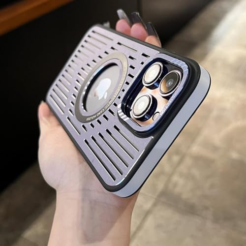 Étui magnétique en métal pour iPhone 13 avec maille de dissipation thermique premium