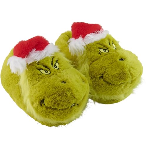 United Labels Grinch Zapatillas 3D de felpa para hombre y mujer, color verde, unisex, con gorro de Navidad, pantuflas de invierno, verde, 41/43 EU