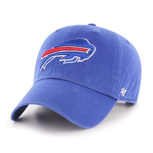 47 NFL Unisex Adult Clean Up Primary Logo Adjustable Hat Cap One Size (US Alpha One Size Buffalo Bills - Blue Buffalo Bills)