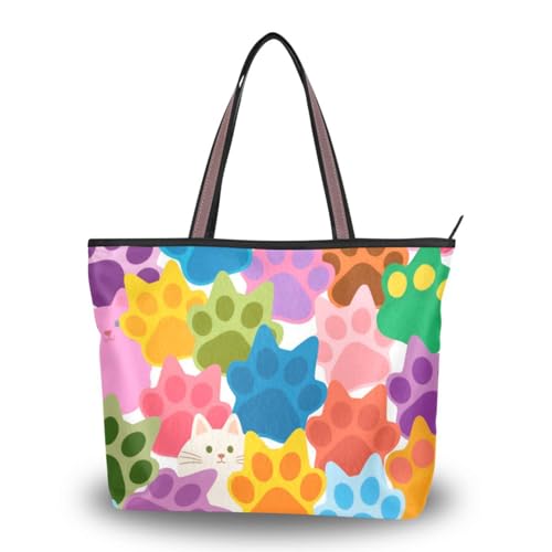 Sac fourre-tout chat coloré en soie parfait pour vos sorties et virées shopping