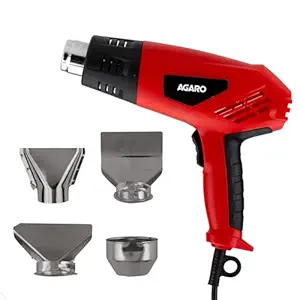 AGARO 2000W Heat Gun HG2120, Dual Temperature and Air Flow Control with 4 Nozzle Attachments, Hot Air Gun Heating helps in Shrink Wrapping, Paint Removal, Wire Shrinking, Crafting