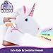 PonyCycle Official Riding Pink Unicorn with Brake & Pedal Pad, Ride on Horse Giddy up Pony Plush Toy Walking Animal Size 4 for Age 4-8 Years - Ux404 with White Pedal Pad.