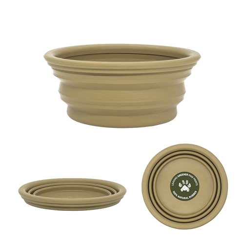Hevea Collapsible Dog Bowl On The Go - Made from 100% Natural Rubber - Ultra Portable Pocket Sized Water Travel Dog Bowl - Tested and Safe for Your Dog (Hunter Green)