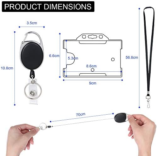 Vicloon ID Card Badge Holder, 2PCS Retractable Lanyard and Badge Holder Set Includes ID Card Holder, Lanyard Neck Strap and Retractable Reel (Blue)