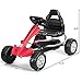 Costzon Kids Pedal Go Kart, 4 Non-Slip Wheel Ride on Car with Adjustable Bucket Seat, Pedal Powered Ride On Toys for Toddlers, Children-Oriented Ergonomic Design, Pedal Cart for Kids (Red)