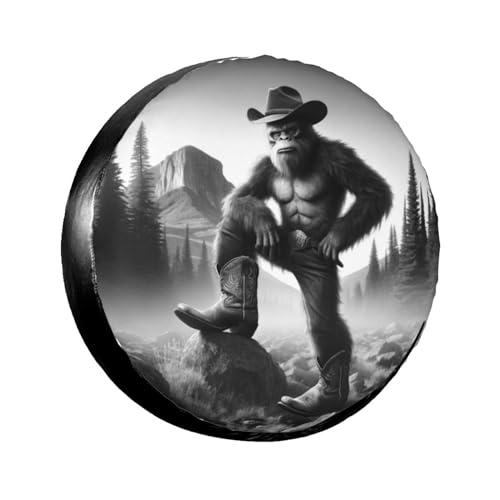 Image of Cowboy Bigfoot Spare Tire Cover, Wheel Covers Tire Protector Weatherproof Dust-Proof Universal Fit for Rv Spare Tire Cover Trailer SUV Camper Vehicle 14 in