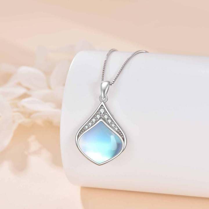 Miniatura 3 de YAFEINI Collar de lágrima de plata de ley con colgante de filigrana irlandesa, piedra natural, piedra lunar, lapislázuli, lázuli, arimar, ágata