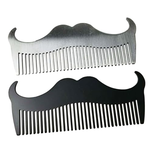 Gogogmee Men's Goatee Comb Hairdressing Comb Set 2pcs Stainless Steel Styling Tool for Beard