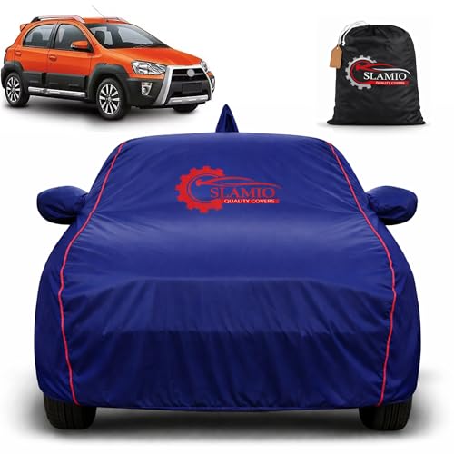 Image of Car Cover for Toyota Etios Cross | 100% Waterproof Heavy-Duty 3-Layer Car Body Cover | All-Weather Rain, UV, Sun & Dust Protection | Custom Fit | Mirror & Antenna Pockets | Navy Blue