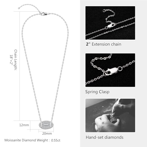 Moissanite Rugby Pendant Necklace for Women,Football Pendant Necklace D Color VVS1 18k Gold Plated 925 Sterling Silver4