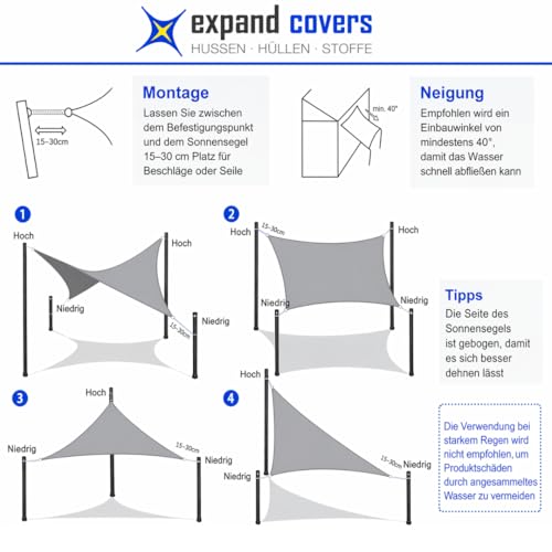 Toldo parasol triangular impermeable de poliéster crema para terrazas y jardín de 3.6x3.6x5.1m 5