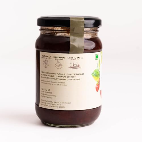 Image of Himalayan Haat Chunky Strawberry Preserve - Low Sugar Jam | 70% Real Strawberries, Made with Khand | No Preservatives or Artificial Ingredients | 340g