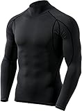 TM-MUT12-KLB_Medium Tesla Men's Mock Long-Sleeved T-Shirt Cool Dry Compression Baselayer MUT12