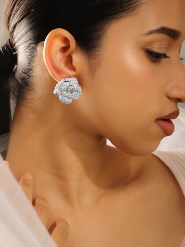 Image of Rubans Stud Earrings American Diamond Trendy Jewellery for Women & Girls
