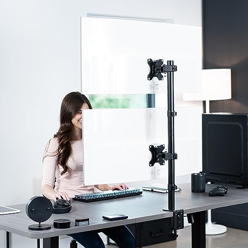 Image of VIVO Dual Vertically Stacked Ultra-Wide Monitor Desk Mount, Extra Tall Heavy Duty Adjustable Stand for 2 Ultrawide Screens up to 45 inches, 25 lbs Per Screen Capacity, Black, STAND-V200R