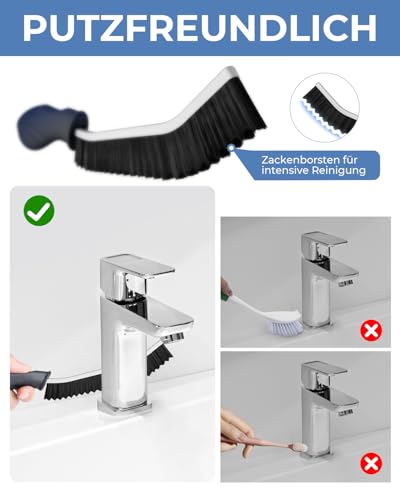 Cleangor Fugenbürste mit Zahnborsten, Hartborsten Ecken Reinigungsbürste, Crevice Cleaning Brush für Bad Fliesen Dusche Küche Toilette | Schmales Design für Ritzen & Fuge (3, SCHWARZ)