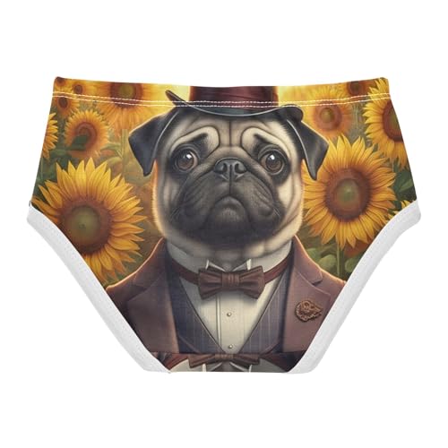 Bulldog Gentleman Sunflower Cute Panties Girl Toddler Underwear Custom Cotton Colorful Kids Briefs Undies 2t2