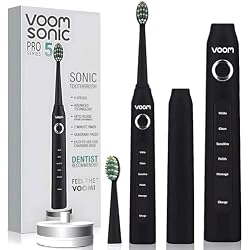 Voom Sonic Pro 5 Electric Toothbrush for Adults - Ultrasonic Electric Toothbrushes with Replacment Brush Head, Dentist Recommended Power Sonic Toothbrush with 5 Modes