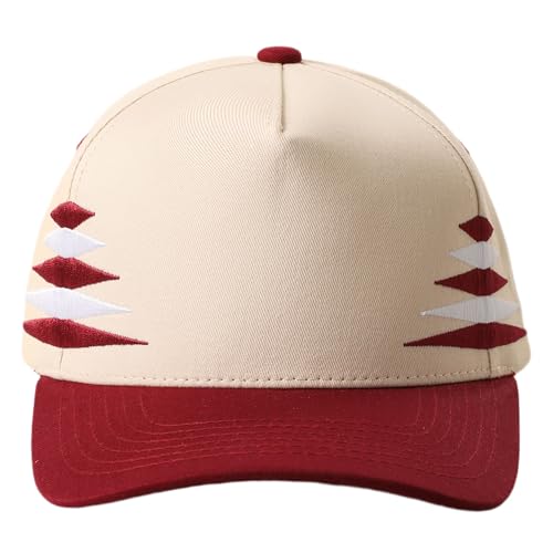 MIRMARU Blank 5 Panel Trucker Hat Adjustable Snapback Baseball Cap with Various Styles for Men and Women. (US, Alpha, One Size, Diamond Pointed,Burgundy/White)